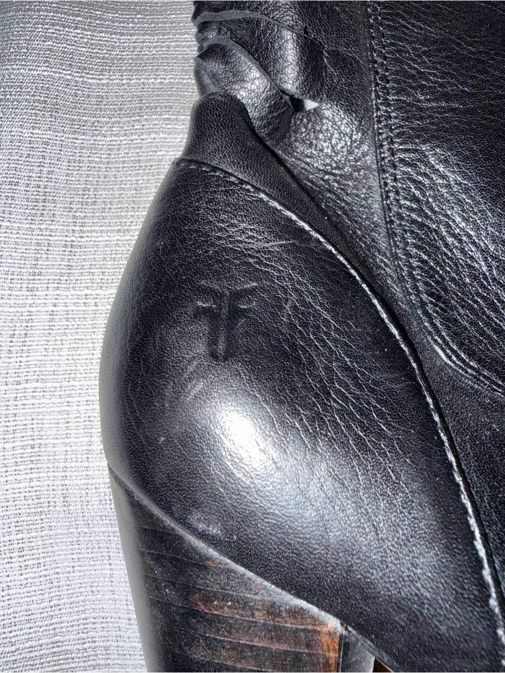 Frye Black Leather Mid-Calf Heeled Boots - Picture 2 of 7